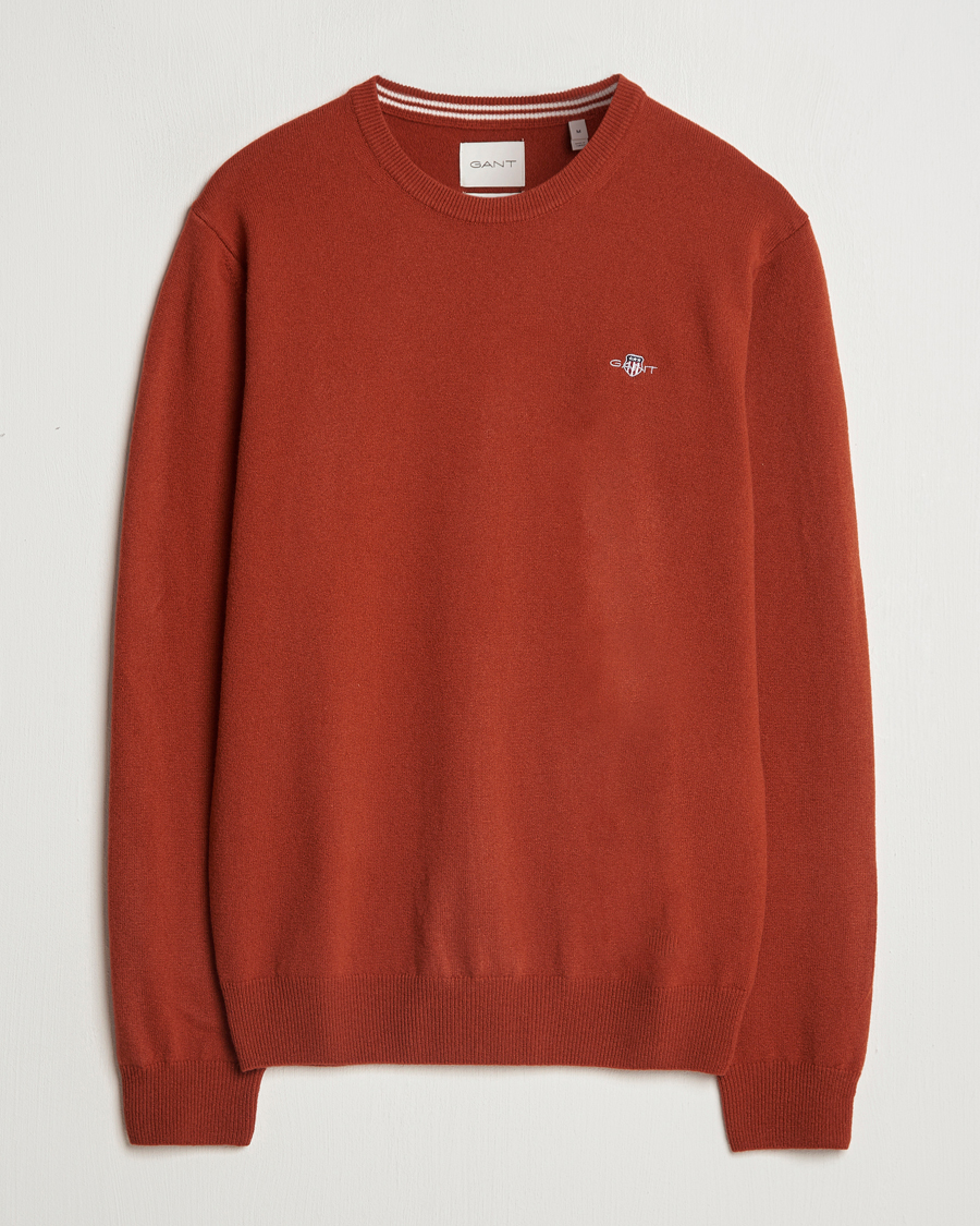 Herre | Gensere | GANT | Lambswool Crew Neck Pullover Iron Red