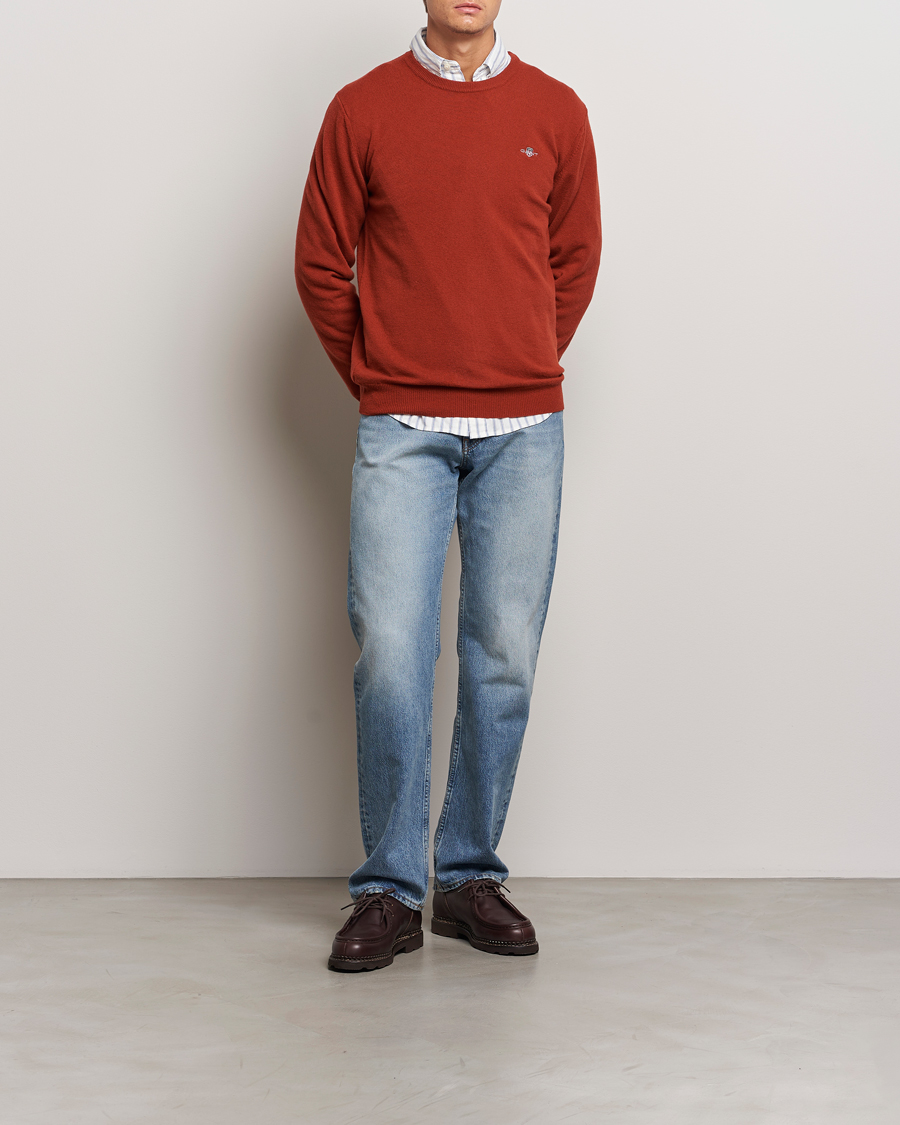 Herre | Gensere | GANT | Lambswool Crew Neck Pullover Iron Red