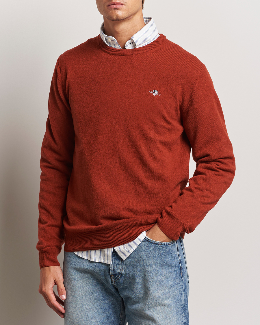 Herre | Gensere | GANT | Lambswool Crew Neck Pullover Iron Red