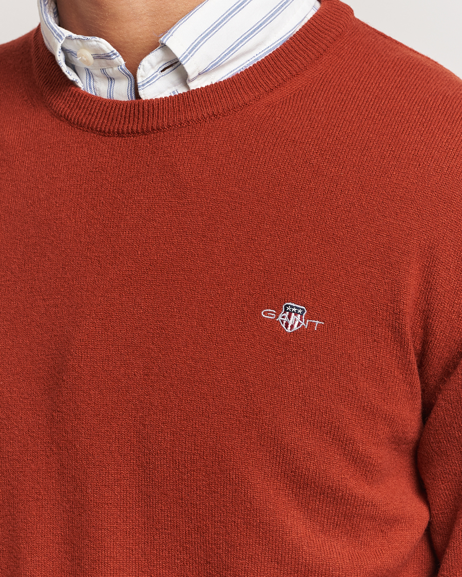 Herre | Gensere | GANT | Lambswool Crew Neck Pullover Iron Red
