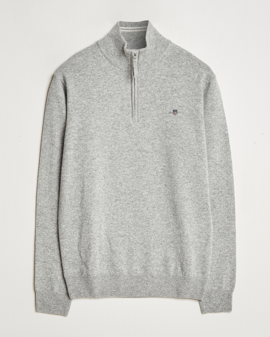 Herre | Gensere | GANT | Lamsbwool Half Zip Grey Melange