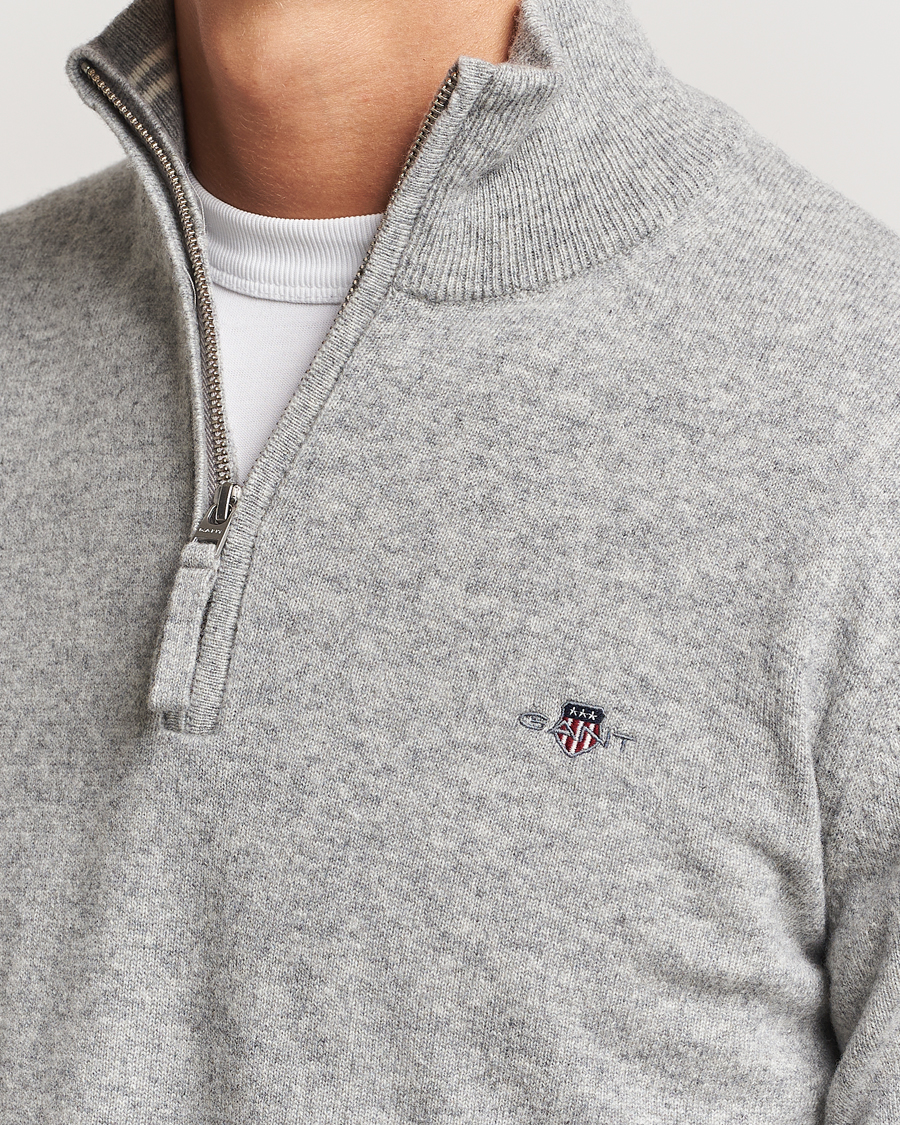 Herre | Gensere | GANT | Lamsbwool Half Zip Grey Melange