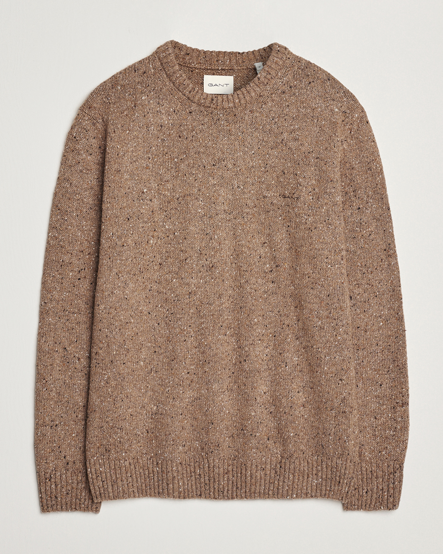 Herre | Gensere | GANT | Neps Wool Crew Neck Brown Melange