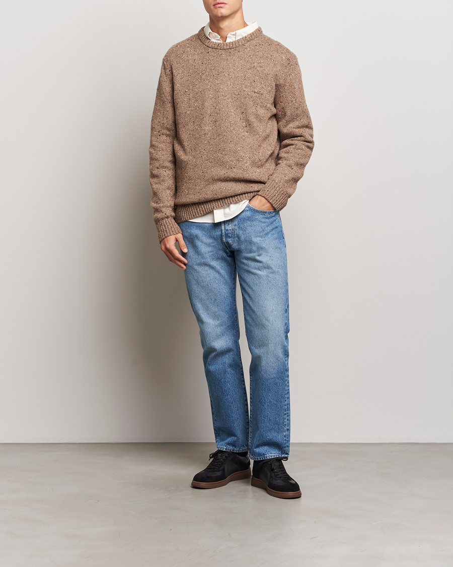 Herre | Gensere | GANT | Neps Wool Crew Neck Brown Melange
