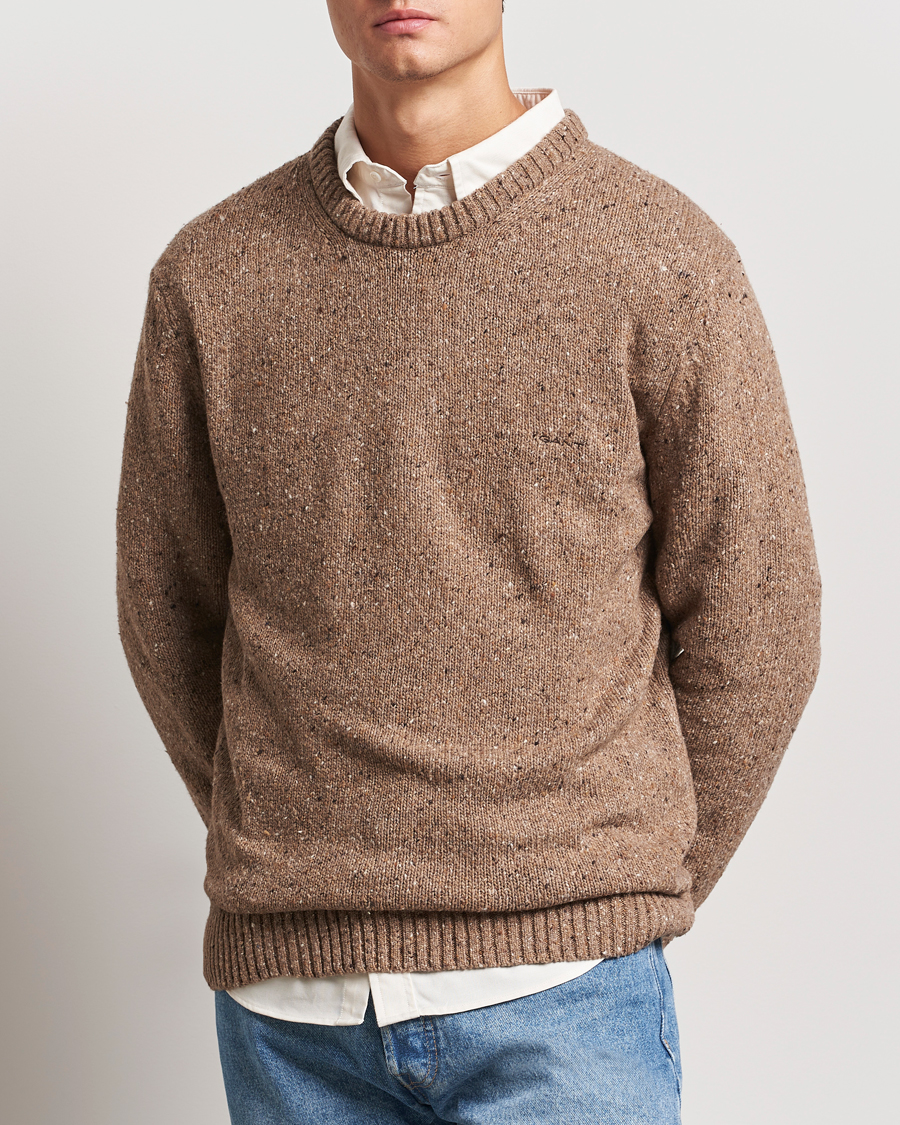Herre | Gensere | GANT | Neps Wool Crew Neck Brown Melange