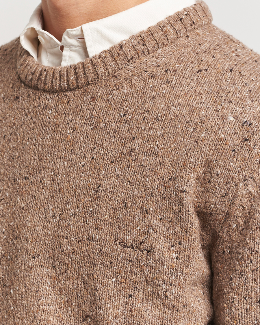 Herre | Gensere | GANT | Neps Wool Crew Neck Brown Melange