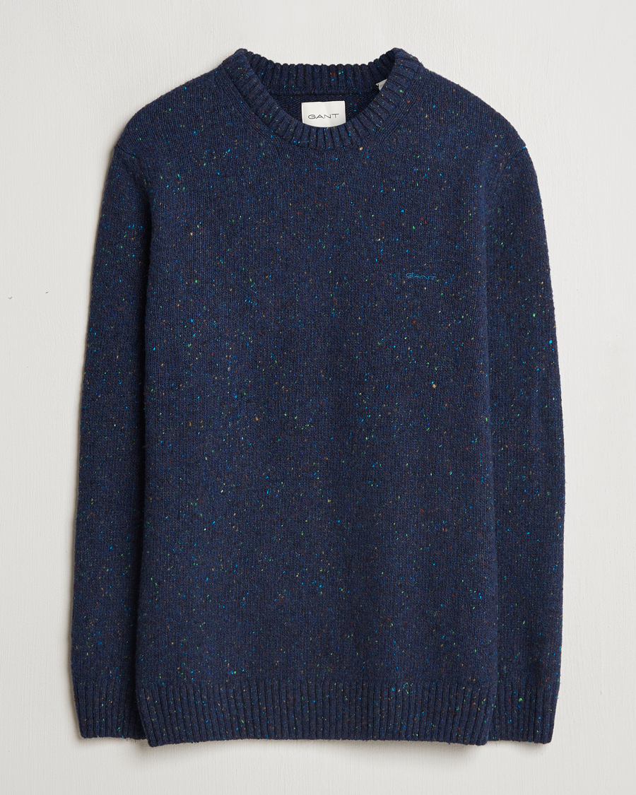 Herre | Gensere | GANT | Neps Wool Crew Neck Evening Blue
