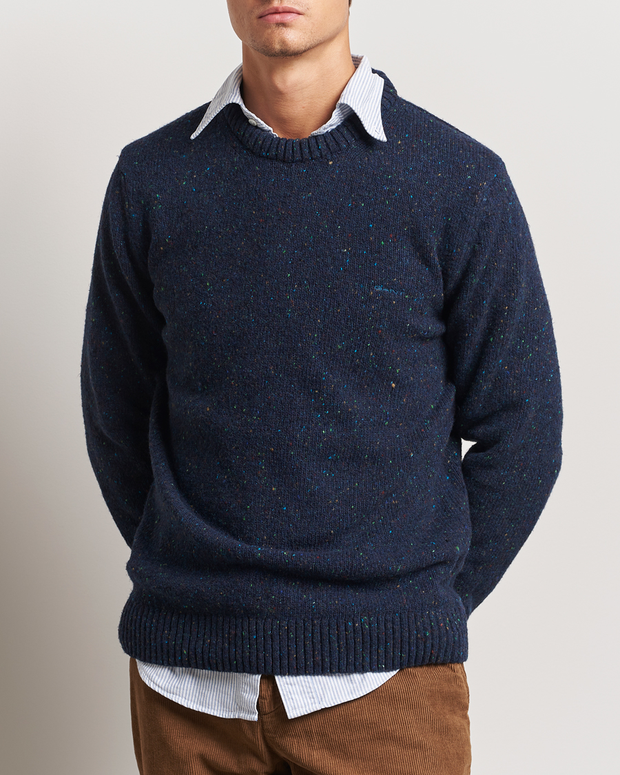 Herre | Gensere | GANT | Neps Wool Crew Neck Evening Blue