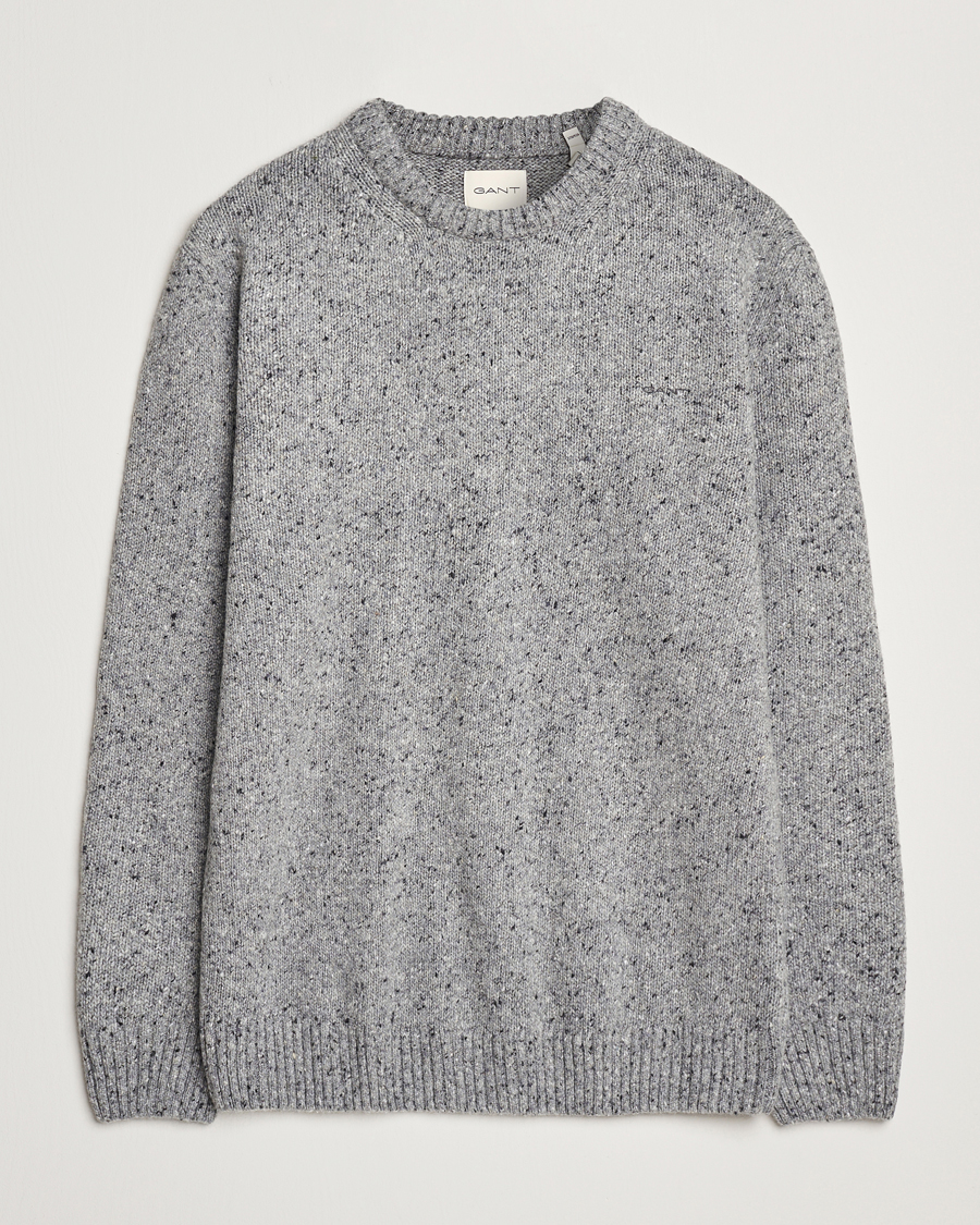 Herre | Gensere | GANT | Neps Wool Crew Neck Grey Melange
