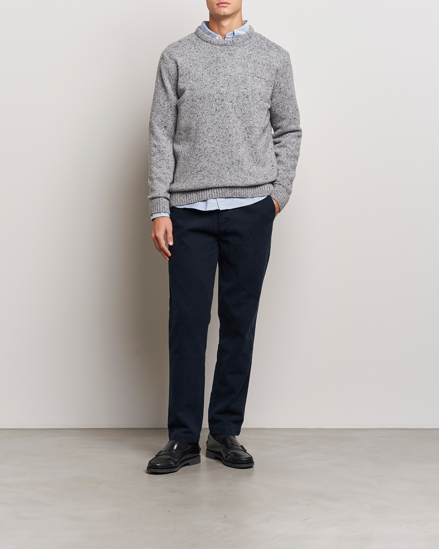 Herre | Gensere | GANT | Neps Wool Crew Neck Grey Melange