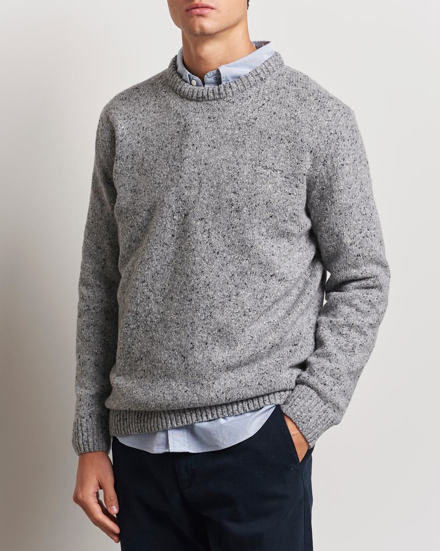 Herre | Gensere | GANT | Neps Wool Crew Neck Grey Melange