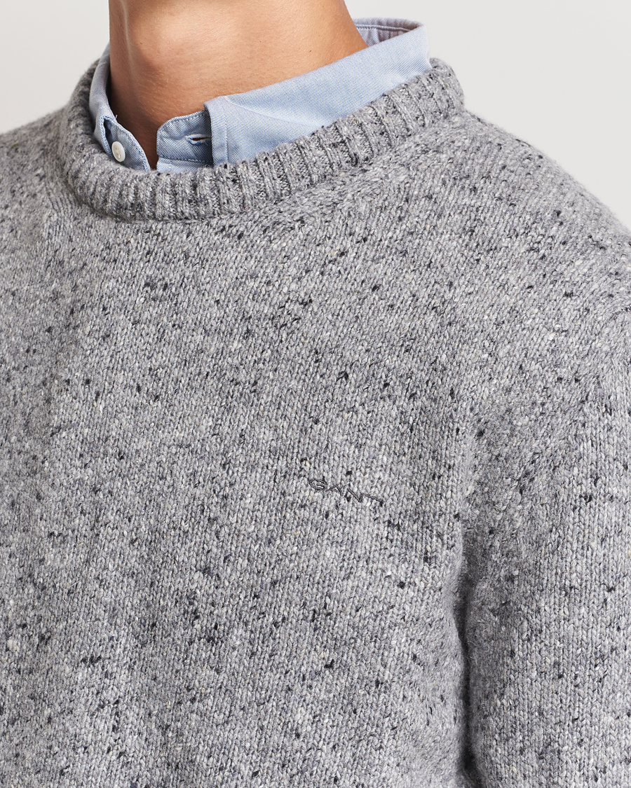 Herre | Gensere | GANT | Neps Wool Crew Neck Grey Melange