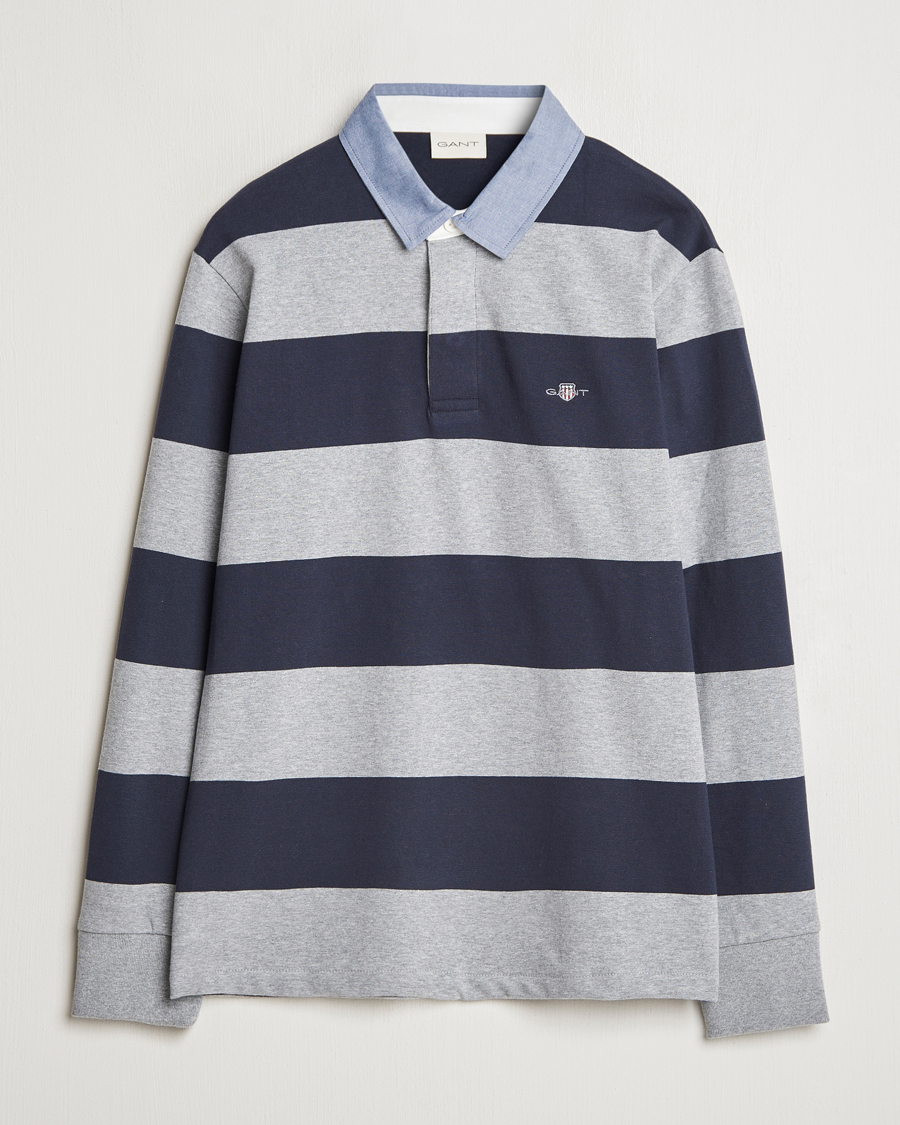 Herre | Gensere | Gant | Chambray Striped Heavy Rugger Grey Melange