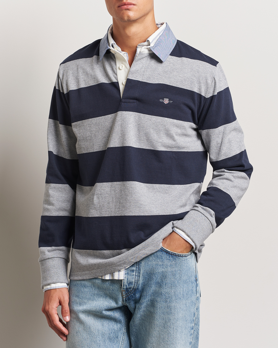 Herre | Gensere | GANT | Chambray Barstriped Rugger Grey Melange