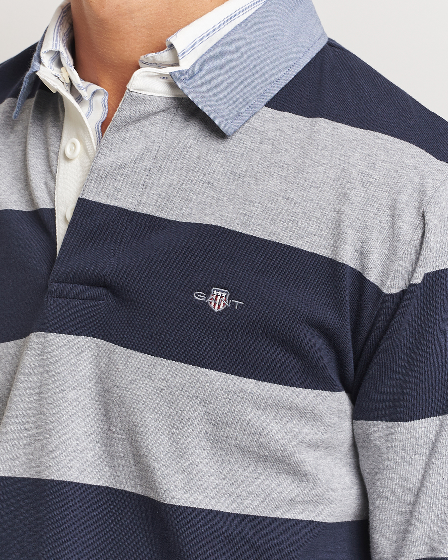 Herre | Gensere | GANT | Chambray Barstriped Rugger Grey Melange