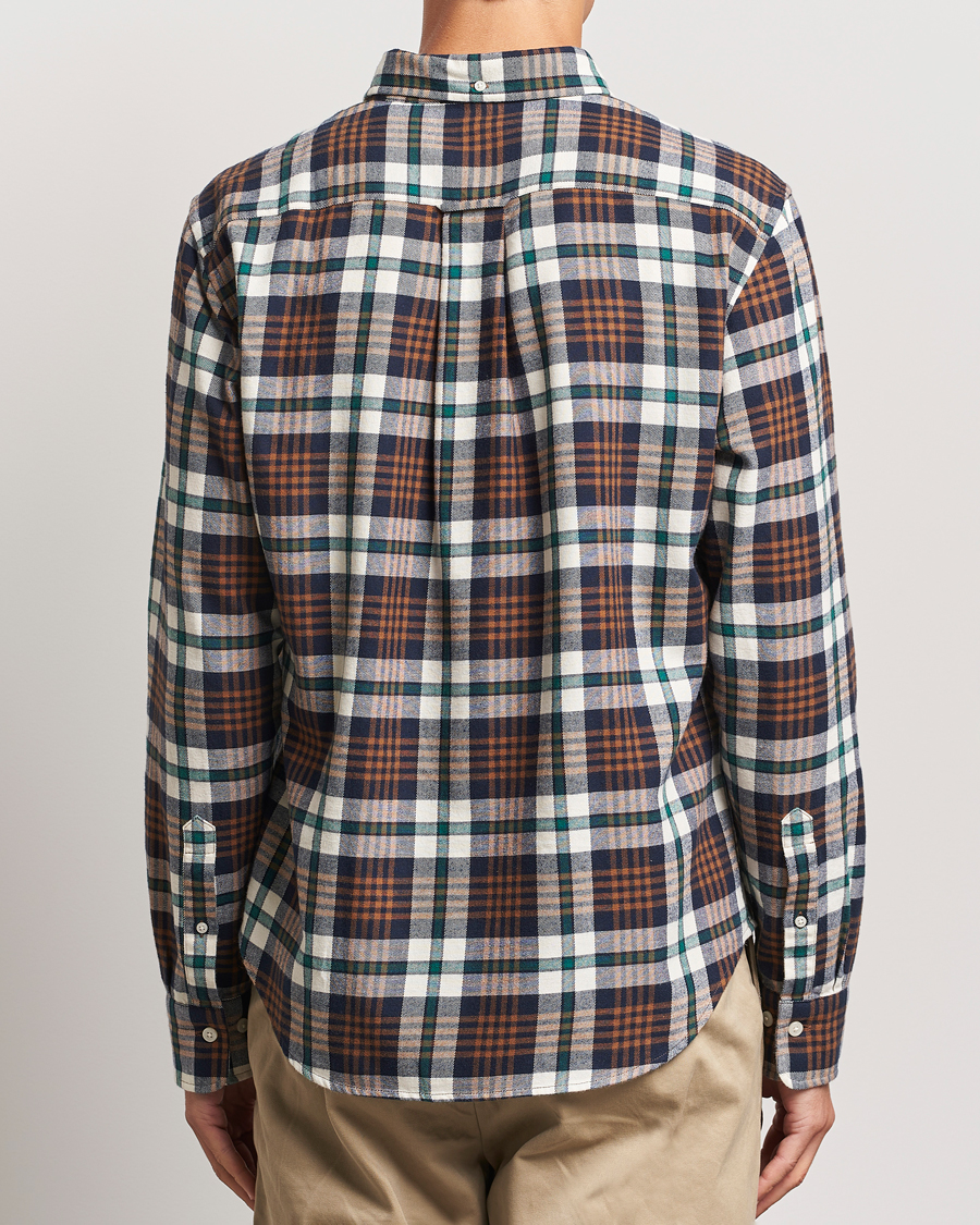 Herre | Skjorter | Gant | Regular Flannel Plaid Shirt Cacao Brown