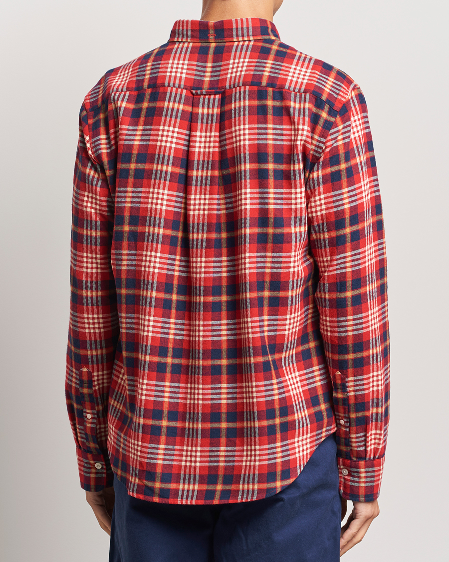 Herre | Skjorter | Gant | Regular Flannel Plaid Shirt Ruby Red