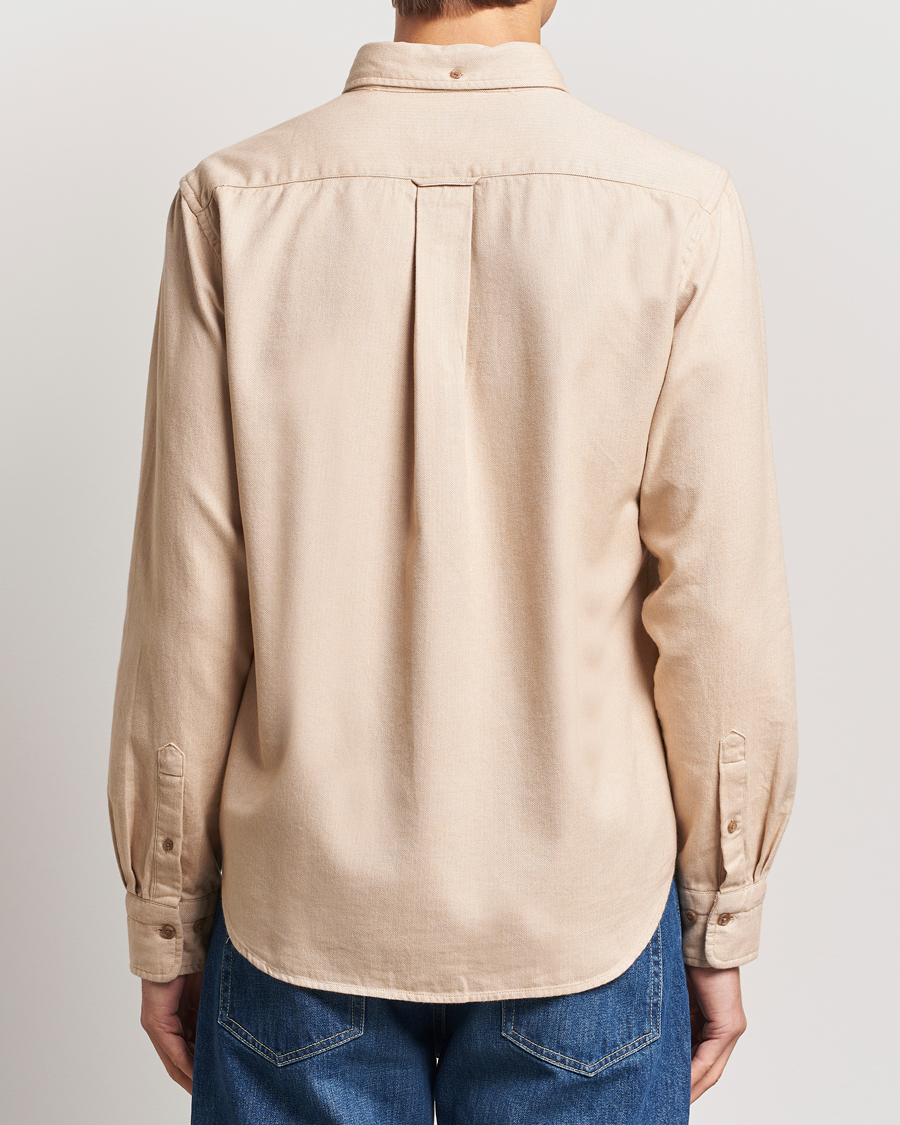 Herre | Skjorter | Gant | Regular Herringbone Flannel Shirt Caramel Beige