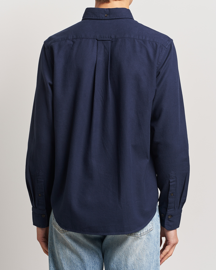 Herre | Skjorter | GANT | Regular Herringbone Flannel Shirt Evening Blue