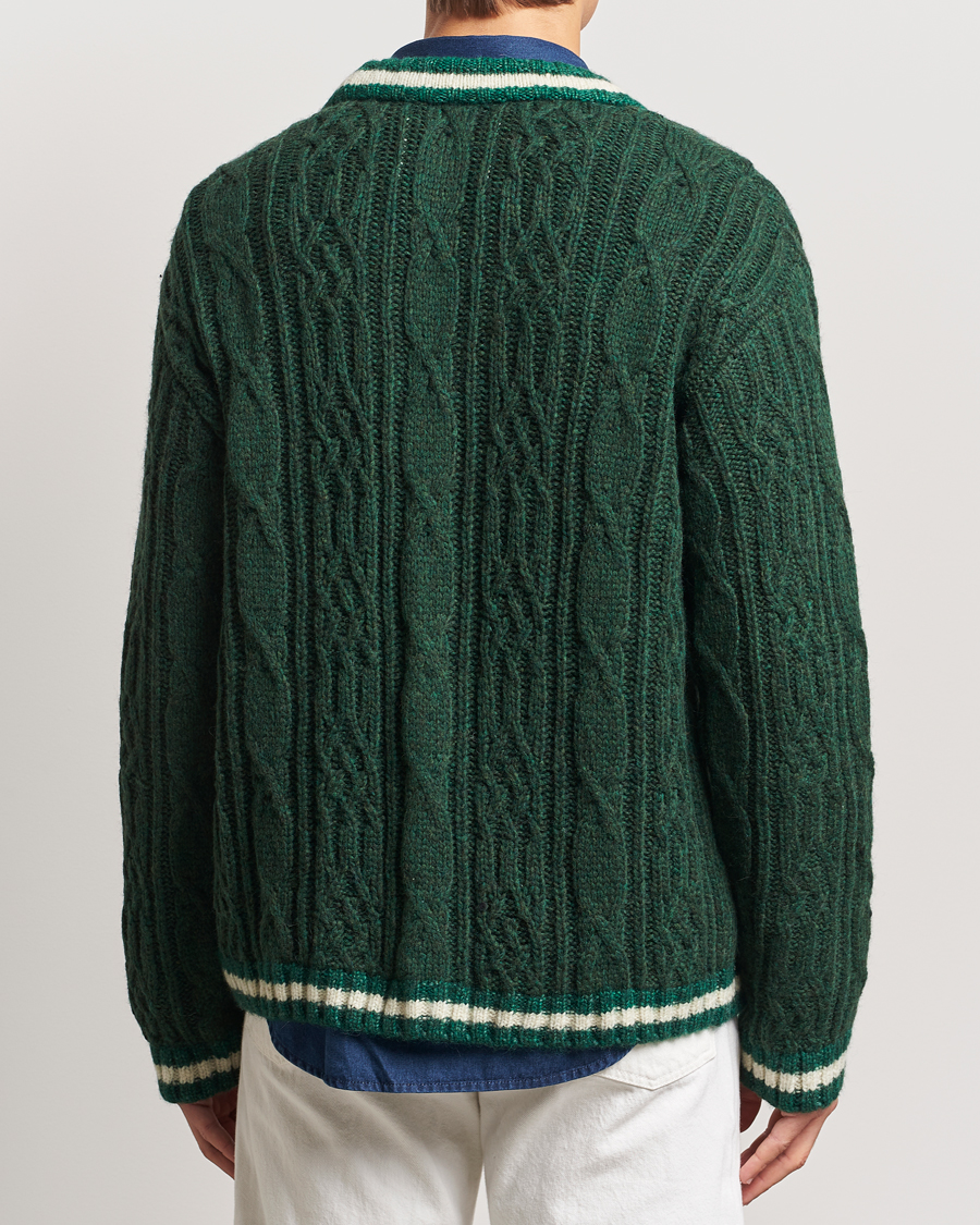 Herre | Gensere | GANT | Seasonal G Cable V-neck Cardigan Tartan Green