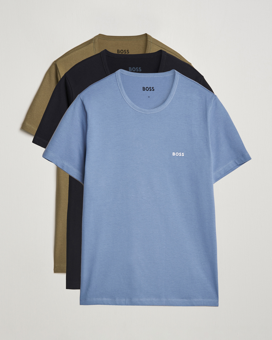 Herre | T-Shirts | BOSS BLACK | 3-Pack Crew Neck T-Shirt Green/Black/Blue