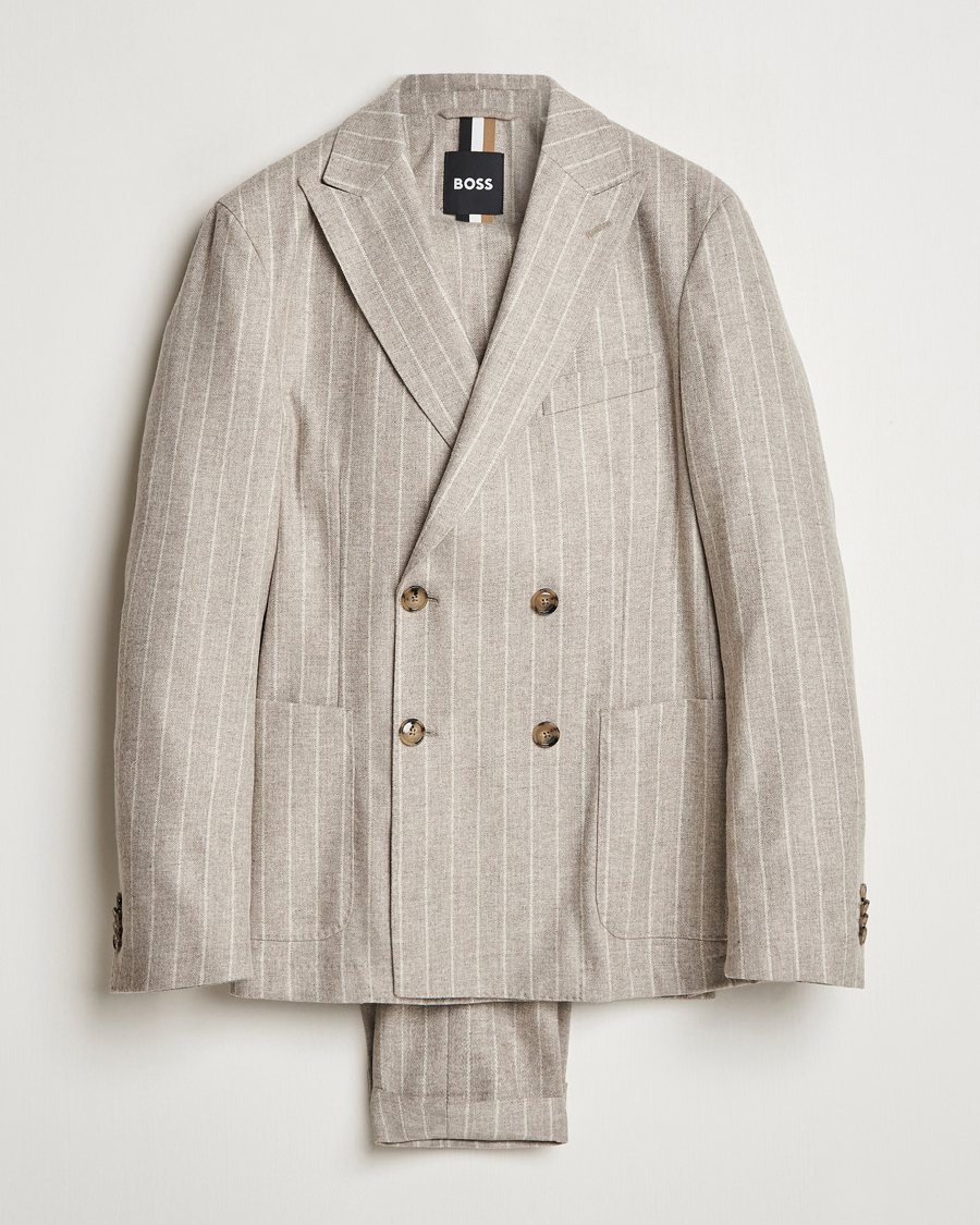 Herre | Dresser | BOSS BLACK | Hanry Wool Pinstriped Suit Light Beige
