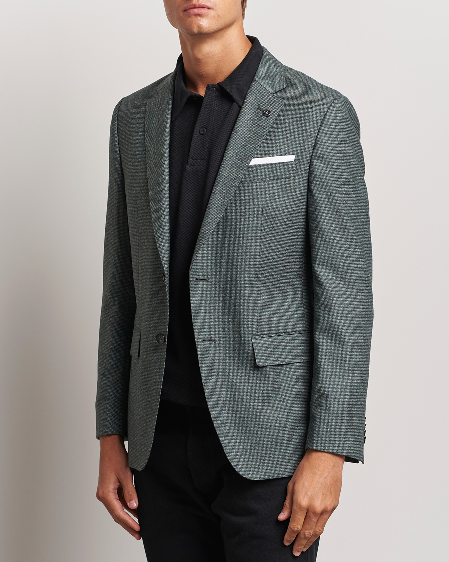 Herre | Dressjakker | BOSS BLACK | Hutson Wool Dogtooth Blazer Light Green