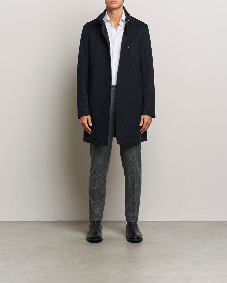 Herre | Jakker | BOSS BLACK | Hyde Stand Up Collar Coat Dark Blue