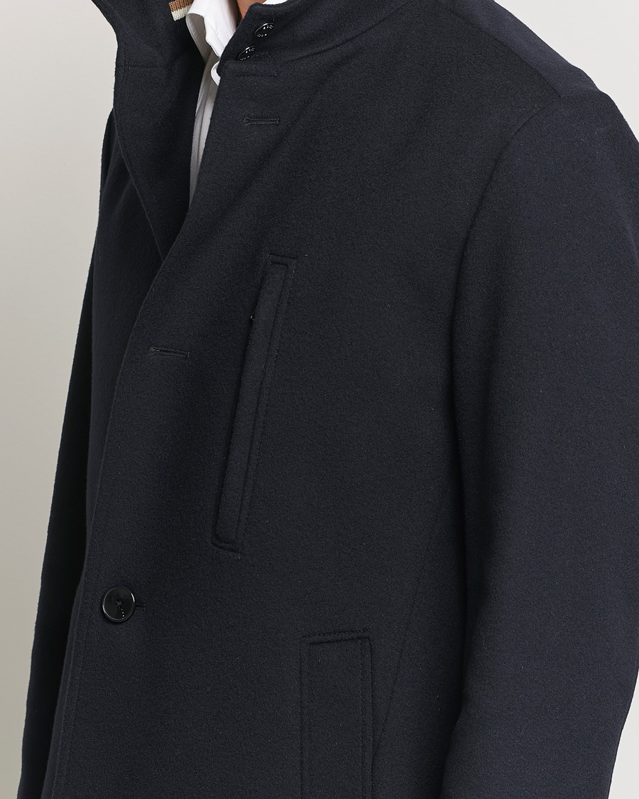Herre | Jakker | BOSS BLACK | Hyde Stand Up Collar Coat Dark Blue