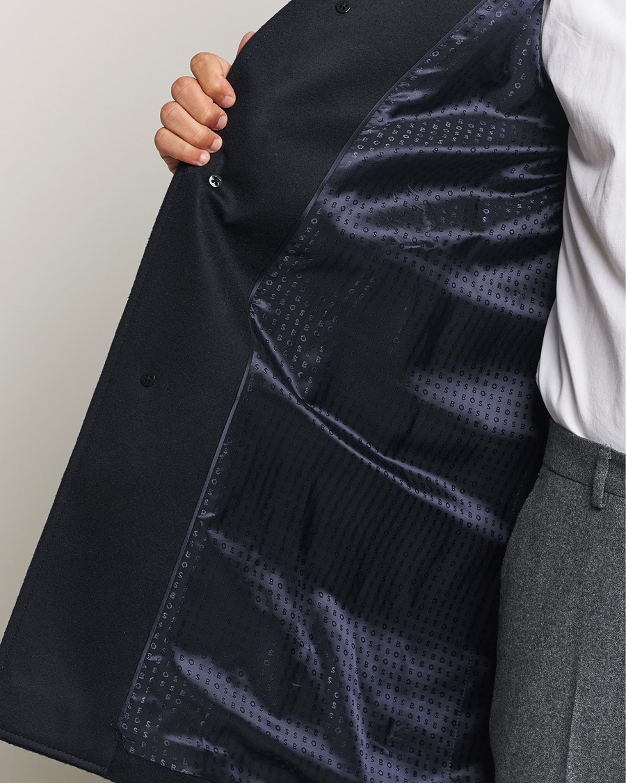 Herre | Jakker | BOSS BLACK | Hyde Stand Up Collar Coat Dark Blue