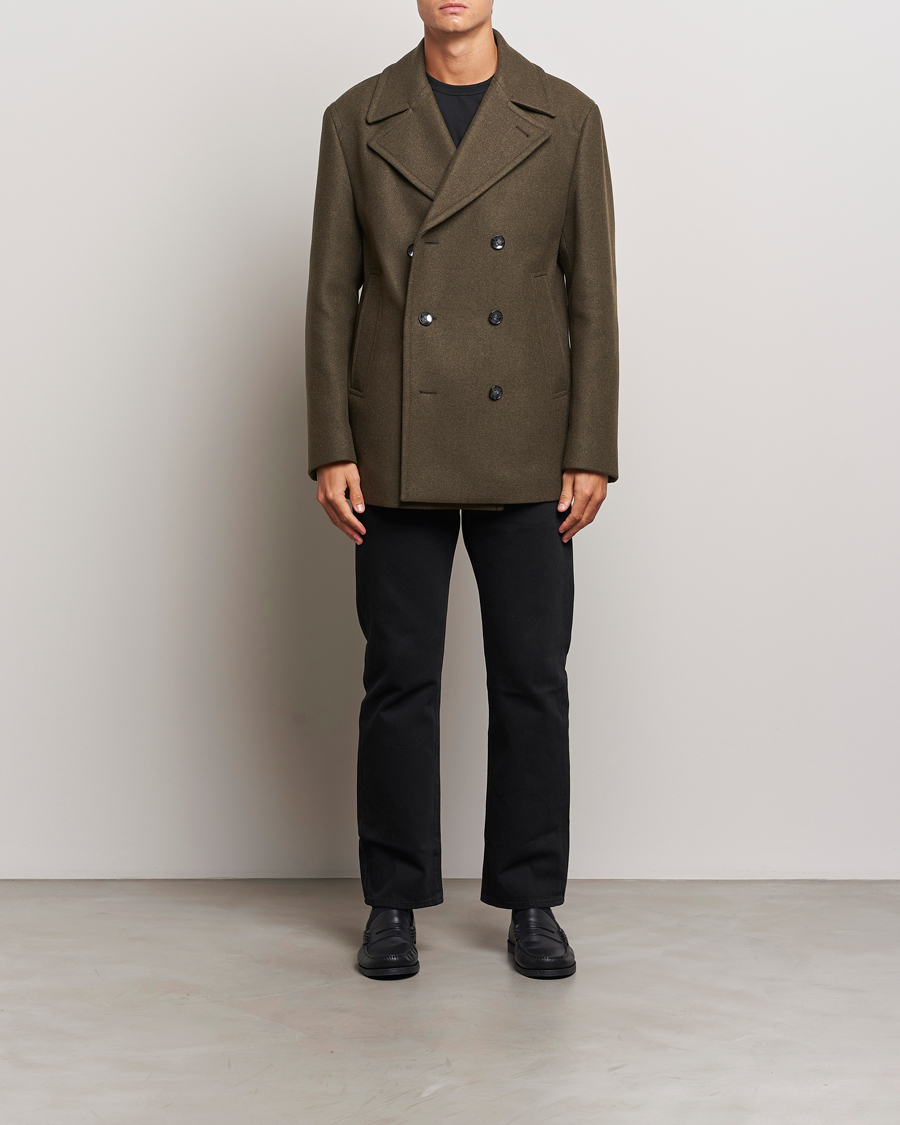 Herre | Jakker | BOSS BLACK | Clay Wool Peacoat Open Green