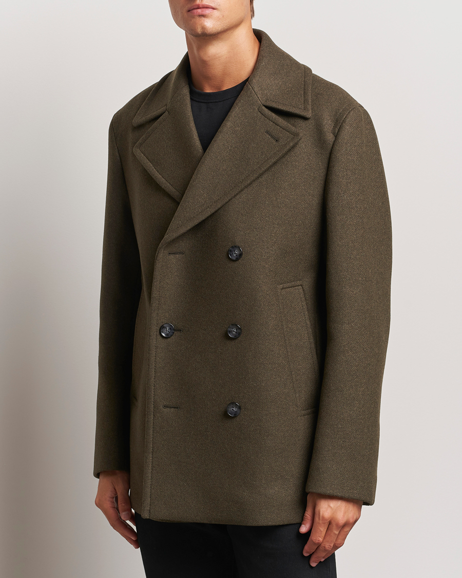 Herre | Jakker | BOSS BLACK | Clay Wool Peacoat Open Green
