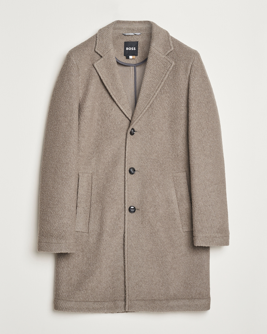 Herre | Jakker | BOSS BLACK | Hyde Structured Wool Coat Dark Beige