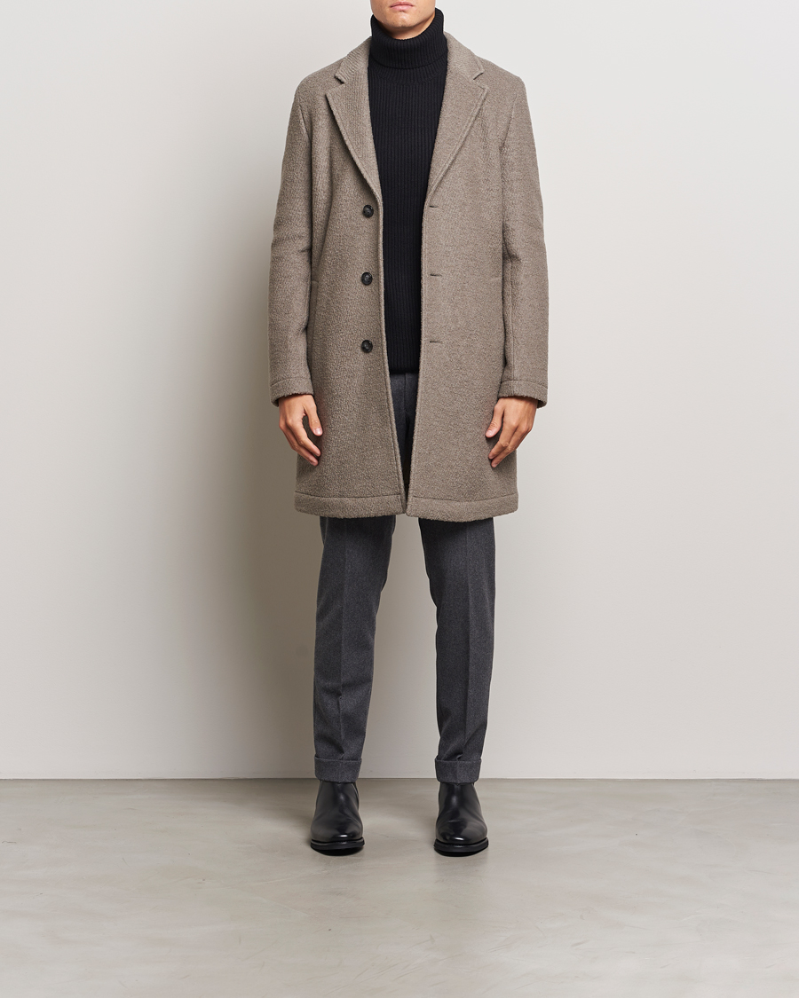 Herre | Jakker | BOSS BLACK | Hyde Structured Wool Coat Dark Beige