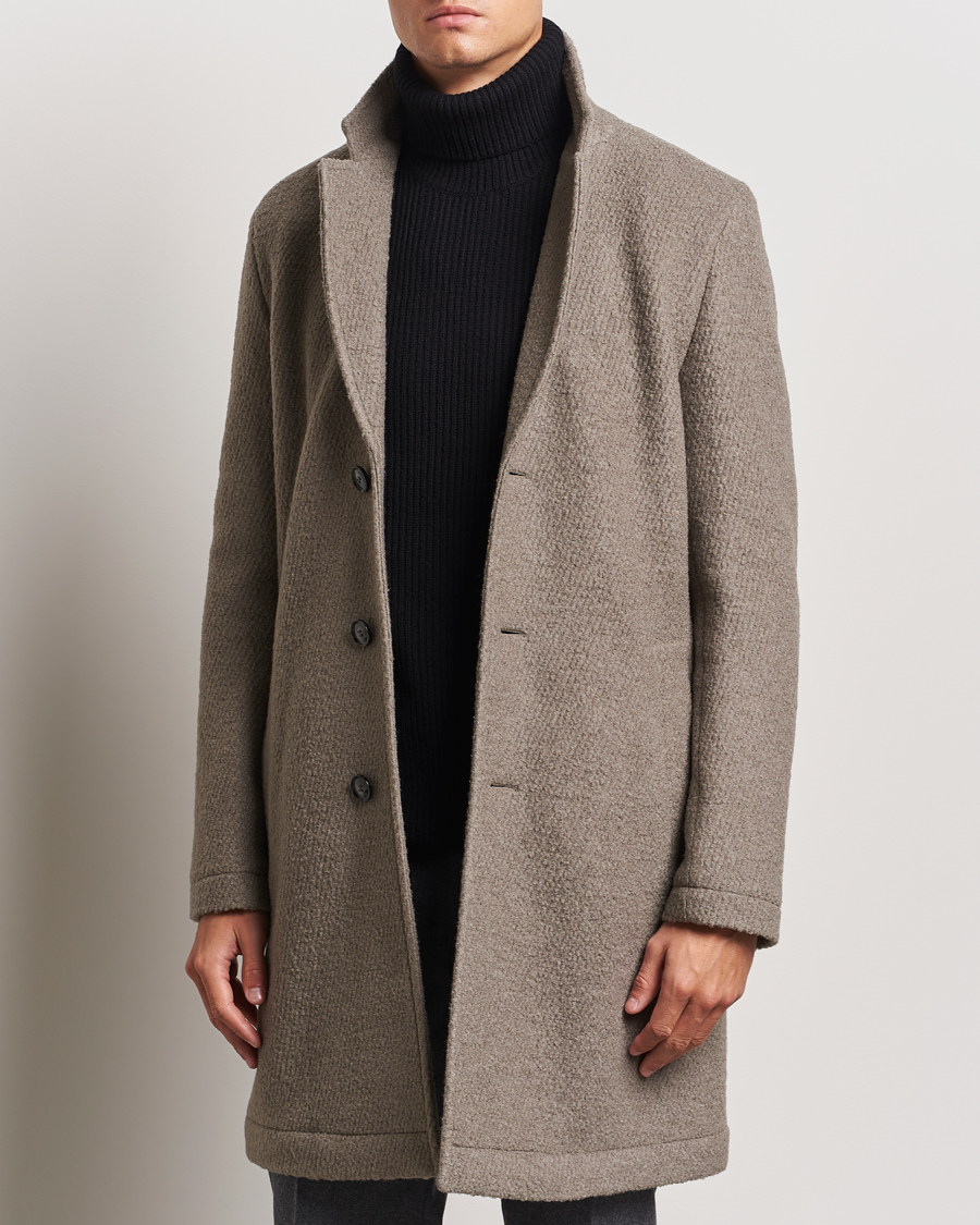 Herre | Jakker | BOSS BLACK | Hyde Structured Wool Coat Dark Beige