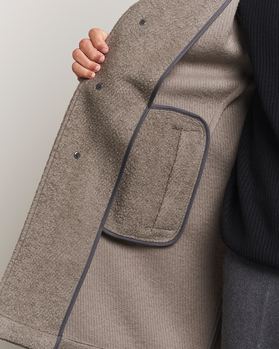 Herre | Jakker | BOSS BLACK | Hyde Structured Wool Coat Dark Beige