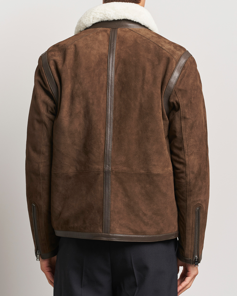 Herre | Jakker | BOSS BLACK | Montel Suede Searling Bomber Jacket Brown