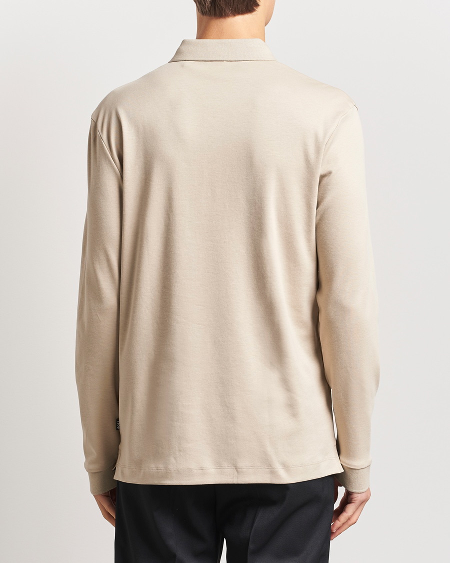 Herre | Gensere | BOSS BLACK | Pado Mercerized Long Sleeve Polo Light Beige