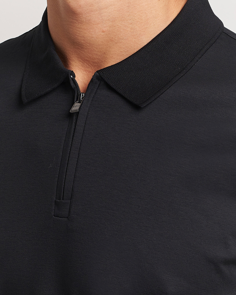 Herre | Pikéer | BOSS BLACK | Paras Mercerized Half Zip Polo Black