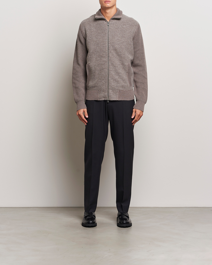 Herre | Gensere | BOSS BLACK | Emeraviglio Wool/Cotton Full Zip Dark Beige