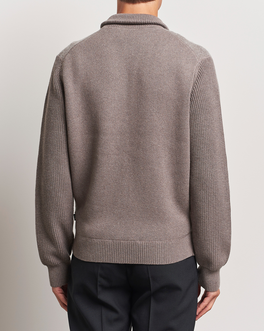 Herre | Gensere | BOSS BLACK | Emeraviglio Wool/Cotton Full Zip Dark Beige