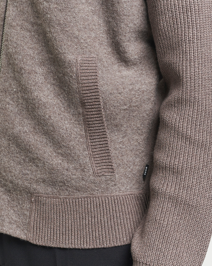 Herre | Gensere | BOSS BLACK | Emeraviglio Wool/Cotton Full Zip Dark Beige