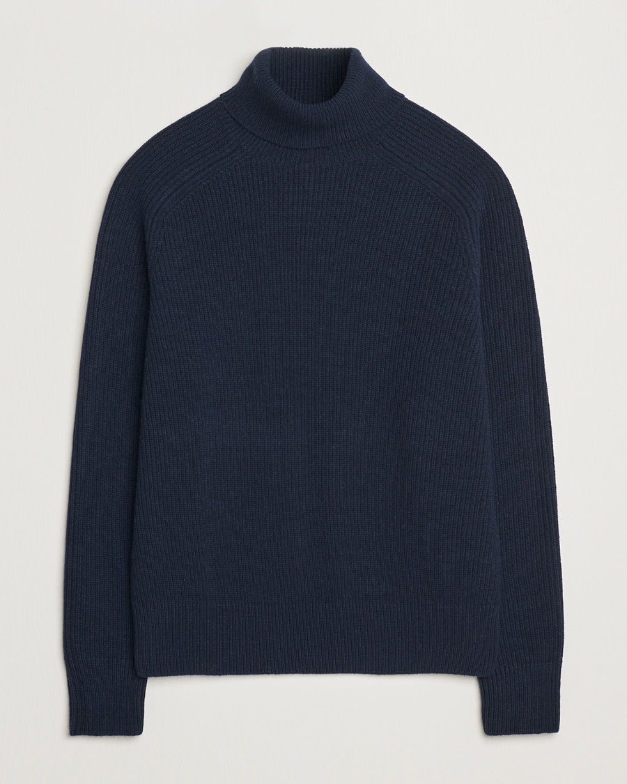Herre | Gensere | BOSS BLACK | Evento Wool Rib Knitted Polo Dark Blue