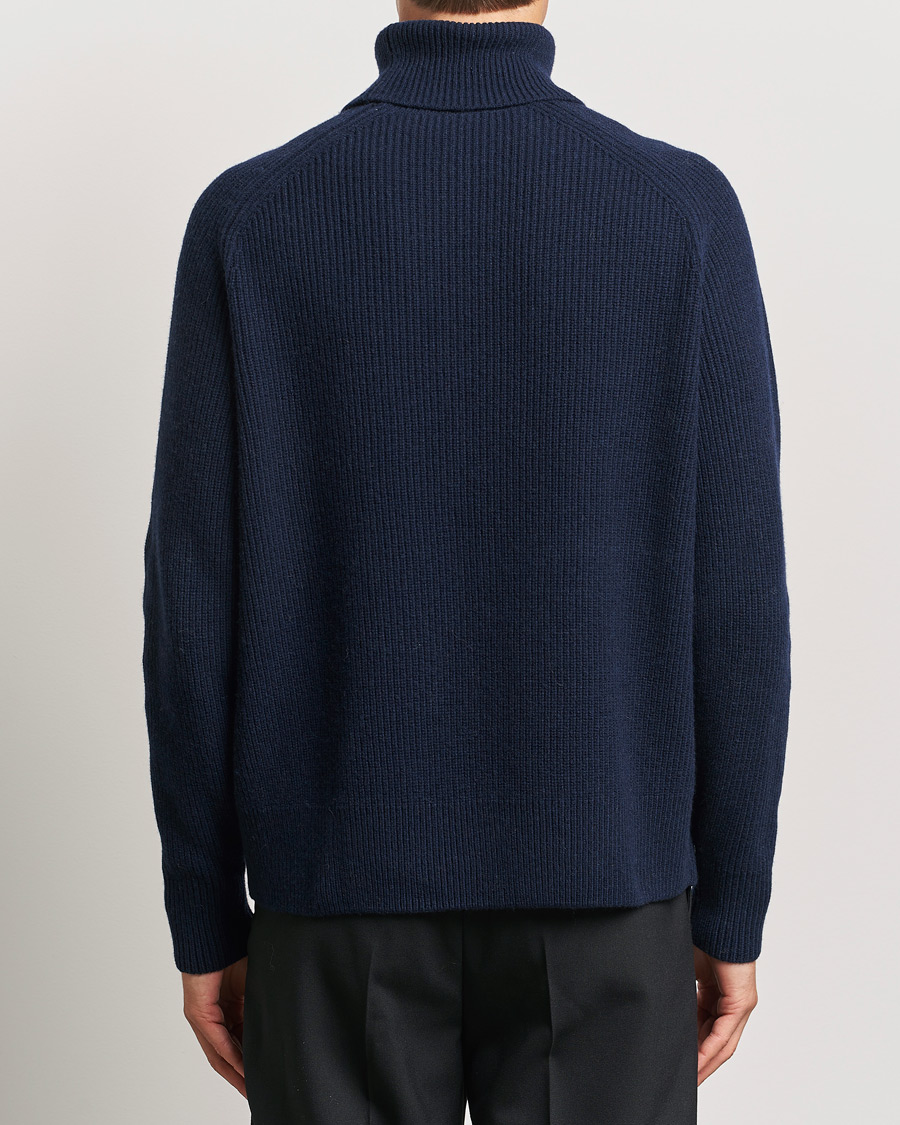 Herre | Gensere | BOSS BLACK | Evento Wool Rib Knitted Polo Dark Blue