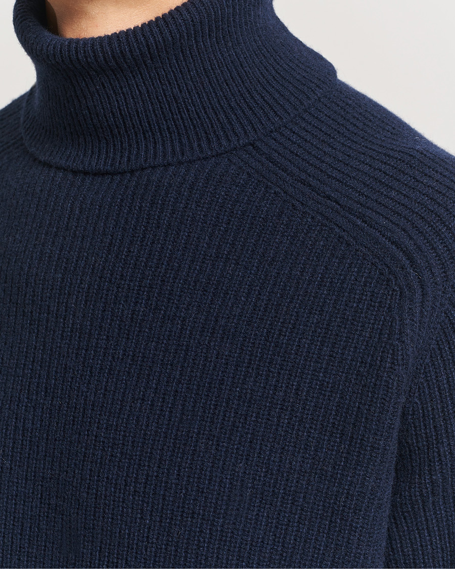 Herre | Gensere | BOSS BLACK | Evento Wool Rib Knitted Polo Dark Blue