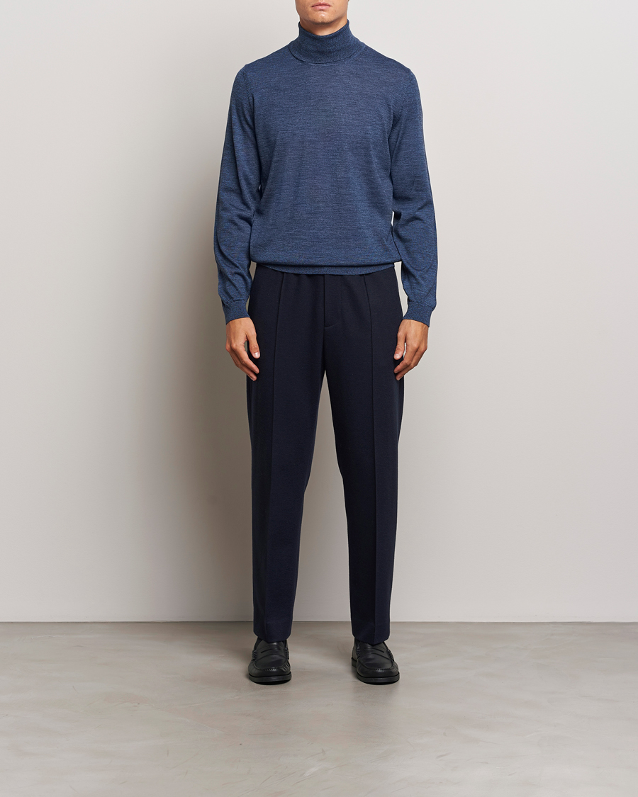 Herre | Gensere | BOSS BLACK | Musso Merino Knitted Polo Bright Blue
