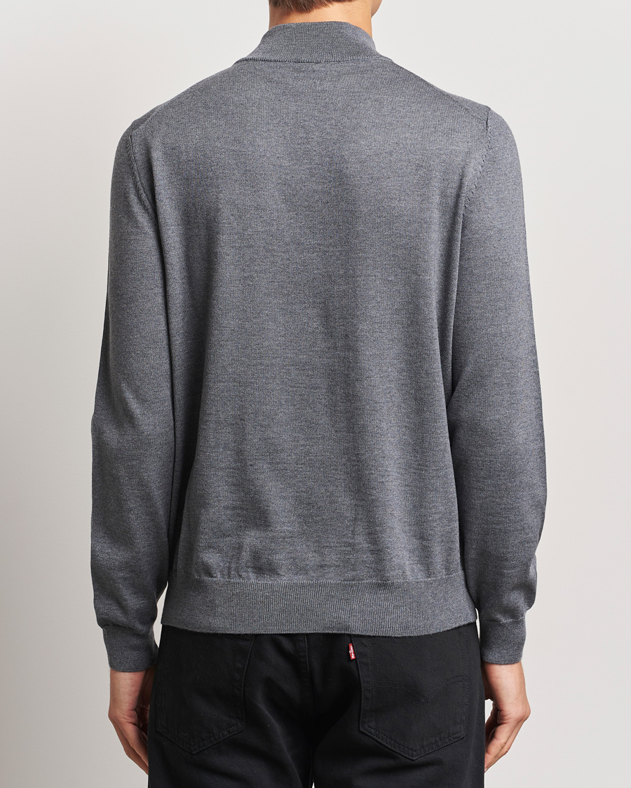 Herre | Gensere | BOSS BLACK | Ebenji Merino Knitted Half Zip Medium Grey