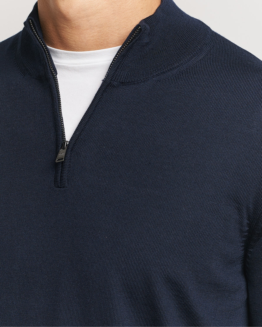 Herre | Gensere | BOSS BLACK | Ebenji Merino Knitted Half Zip Dark Blue