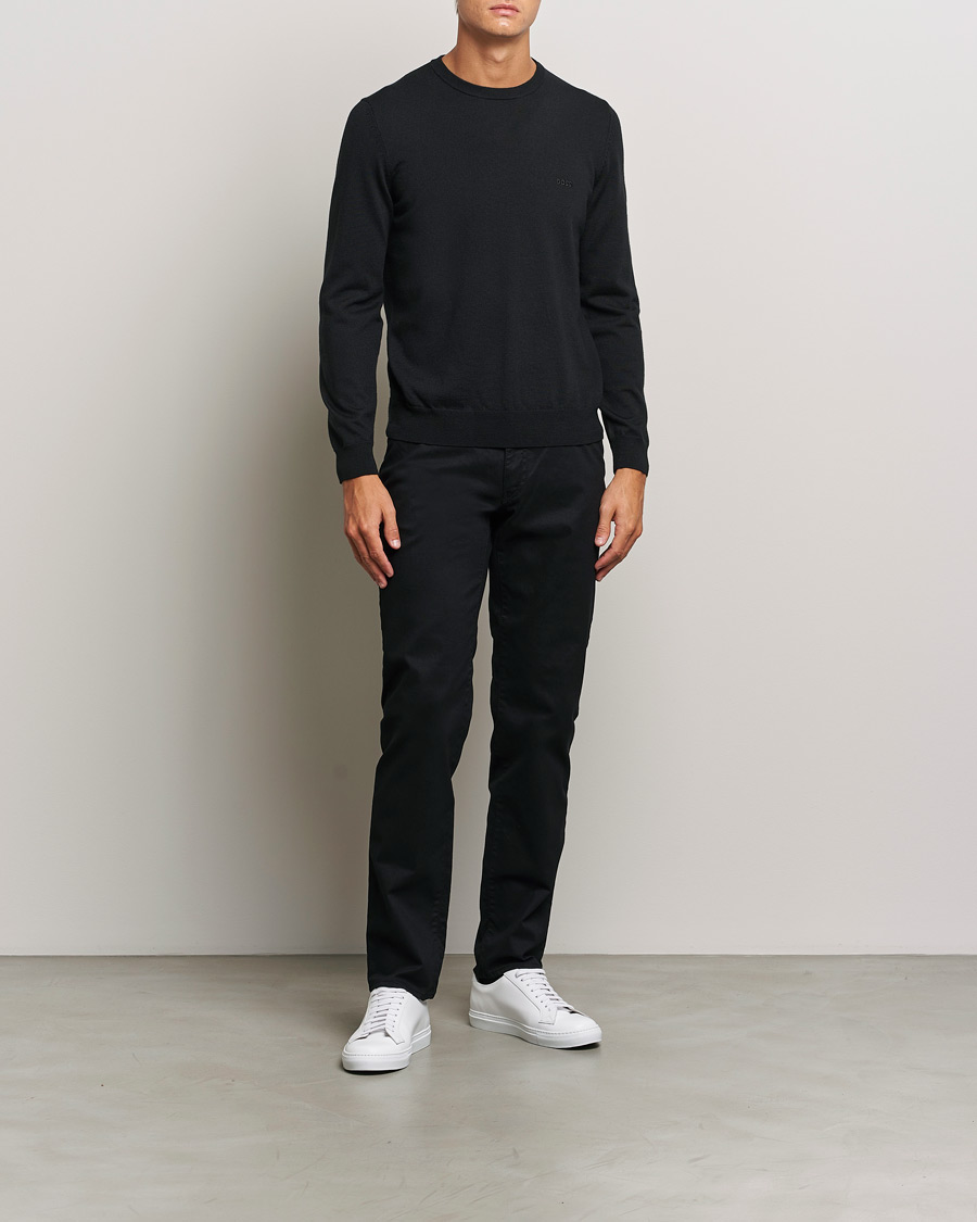 Herre | Gensere | BOSS BLACK | Botto Merino Knitted Pullover Black