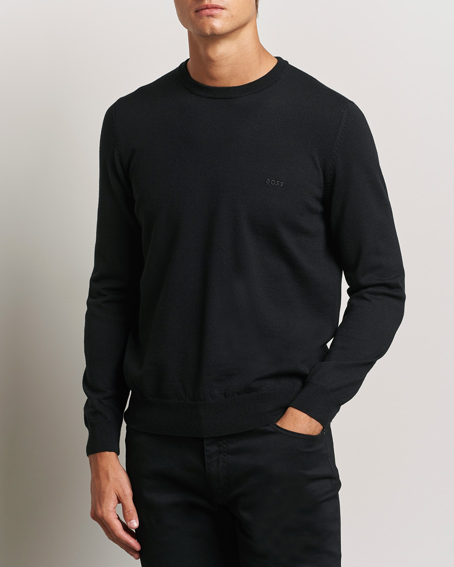 Herre | Gensere | BOSS BLACK | Botto Merino Knitted Pullover Black